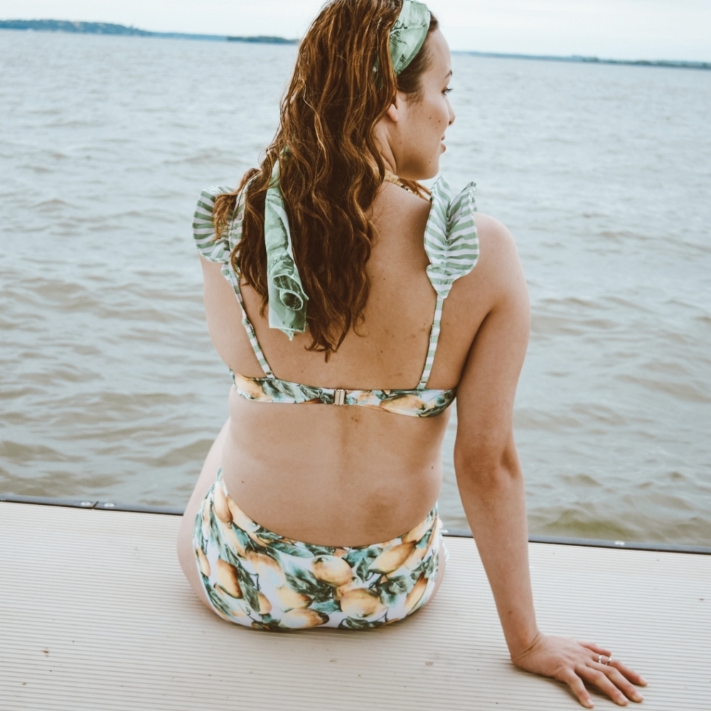 NWT Lemon Floral Striped Two Piece Bikini S:Sm-Med - Picture 8 of 8